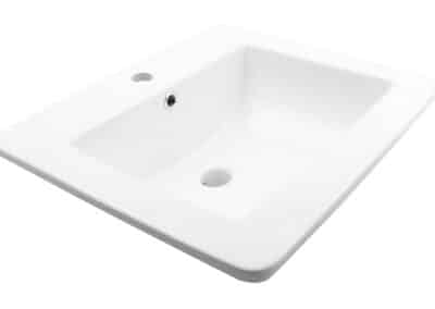 white rectangular bathroom sink